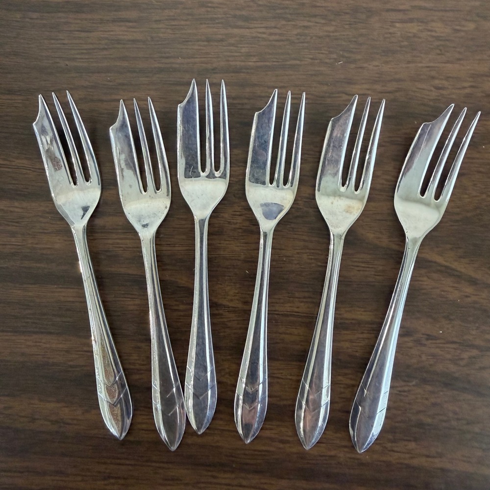 Vintage M.S. Ltd Sheffield England Silver Plate Dessert Pastry Forks Set of 6